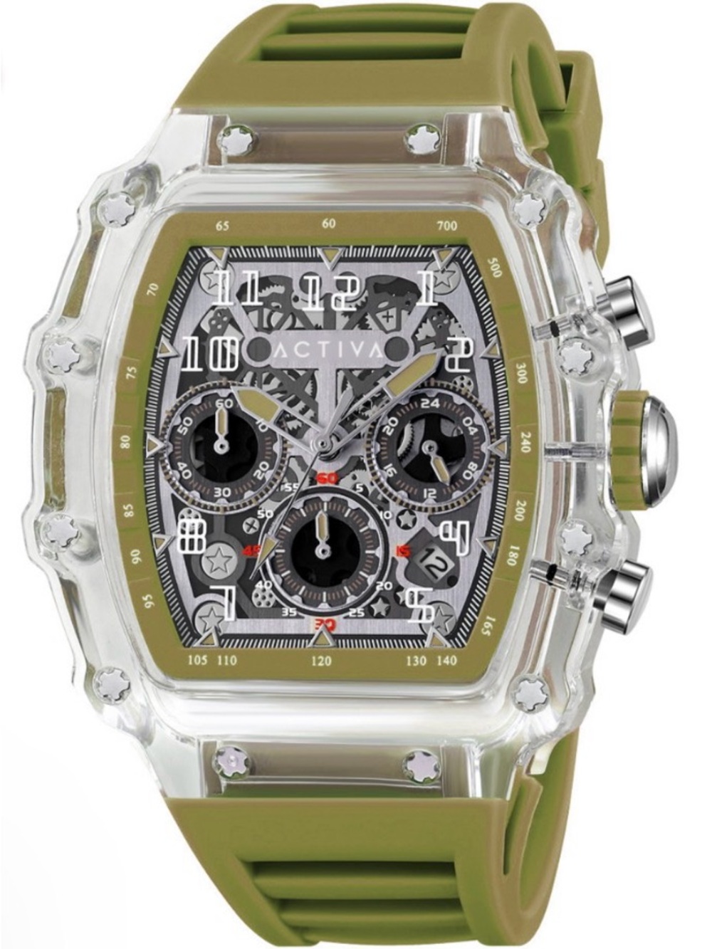 Activa X by Invicta Olive Green Clear-Bezel Chronograph Skeleton D (ACW2305-009)